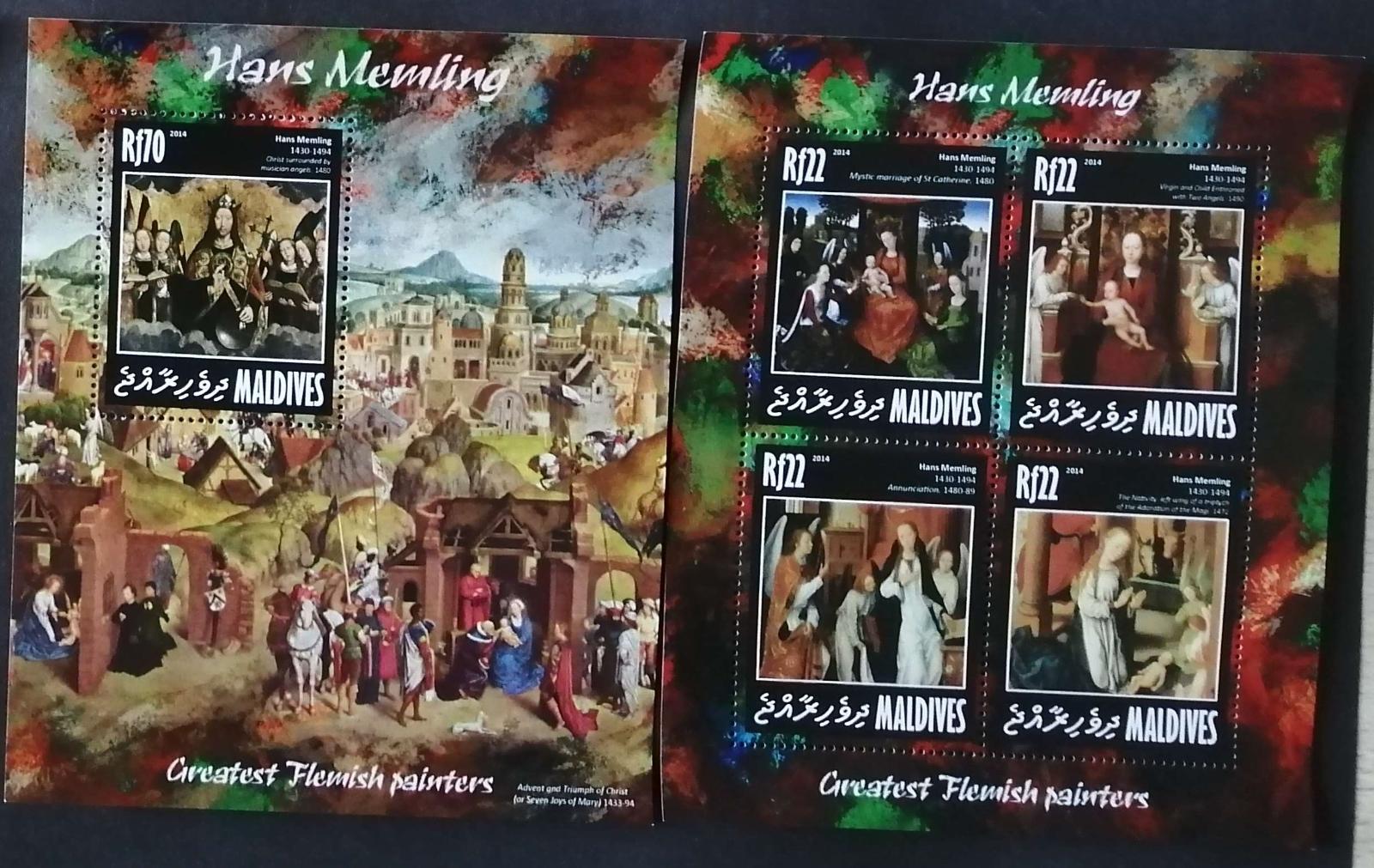 Maledivy 2014 Mi.5315-8+Bl.726 20€ Vlámští malíři, Hans Memling