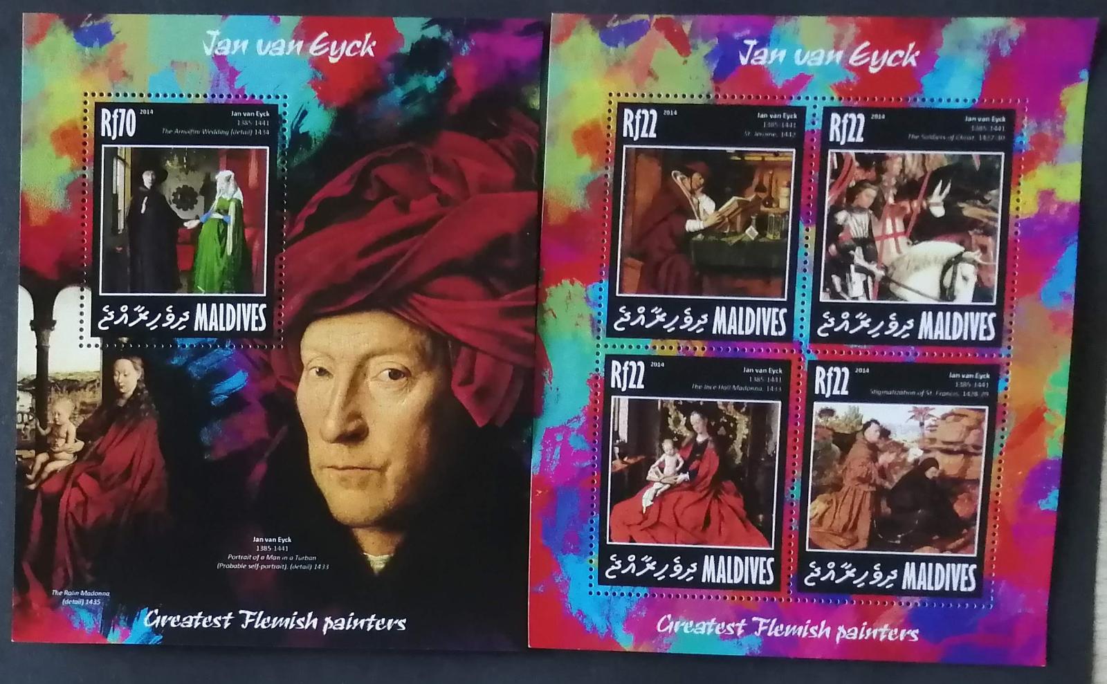 Maledivy 2014 Mi.5330-3+Bl.729 20€ Vlámští malíři, Jan van Eyck