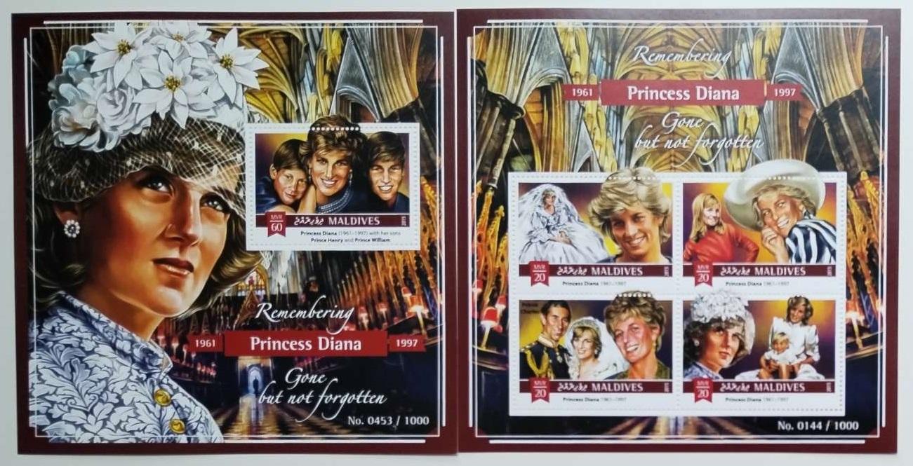 Maledivy 2015 17,5€ Diana, princezna z Walesu, a královská rodina