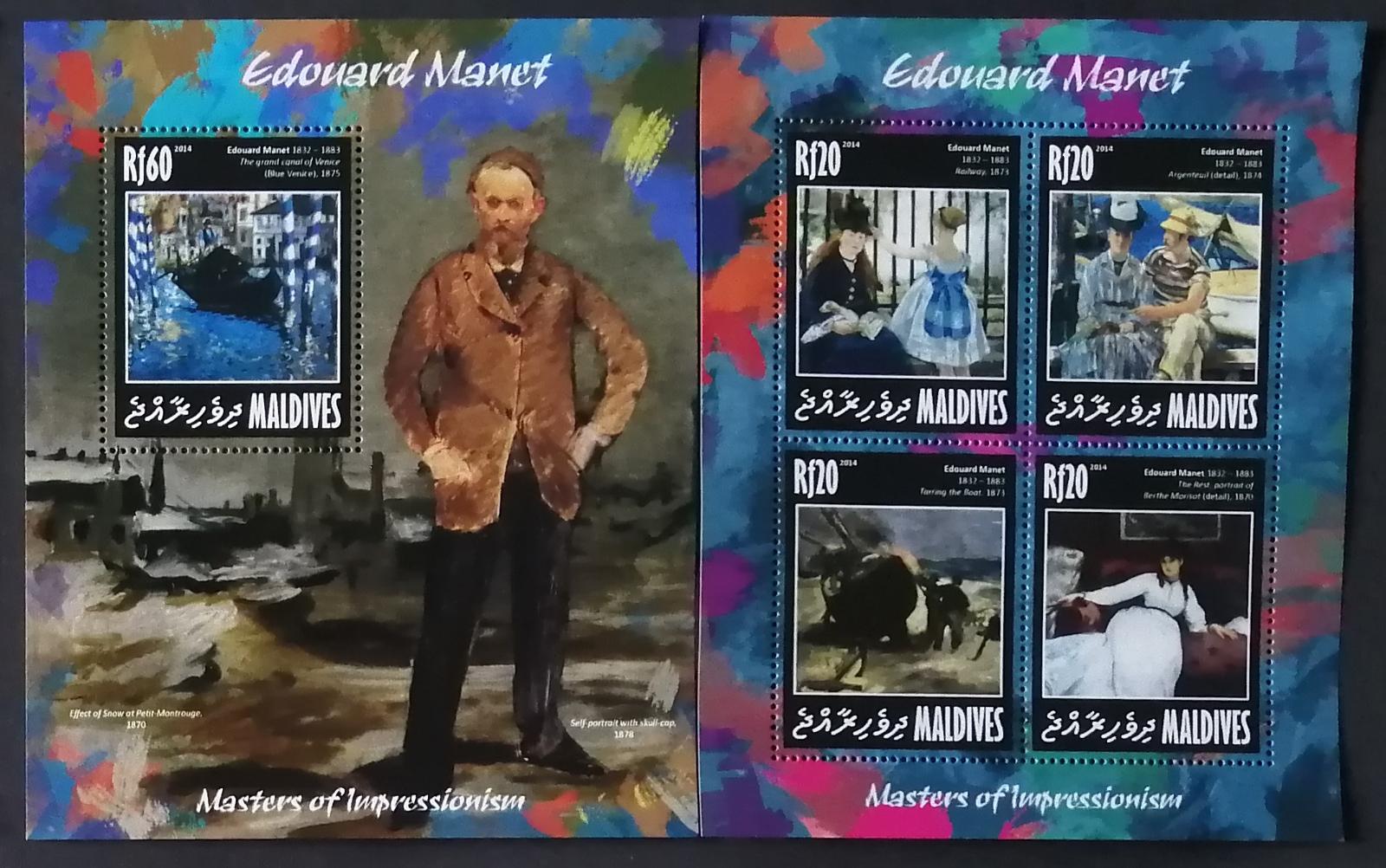 Maledivy 2015 Mi.5093-6+Bl.684 17,5€ Malíři impresionismu, É. Manet