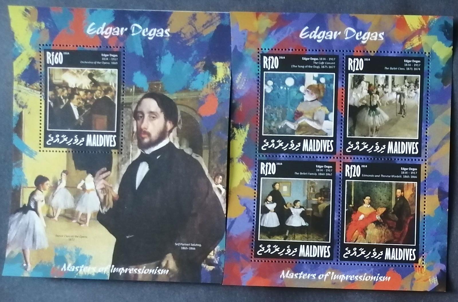 Maledivy 2015 Mi.5097-0+Bl.685 17,5€ Malíři impresionismu, Degas