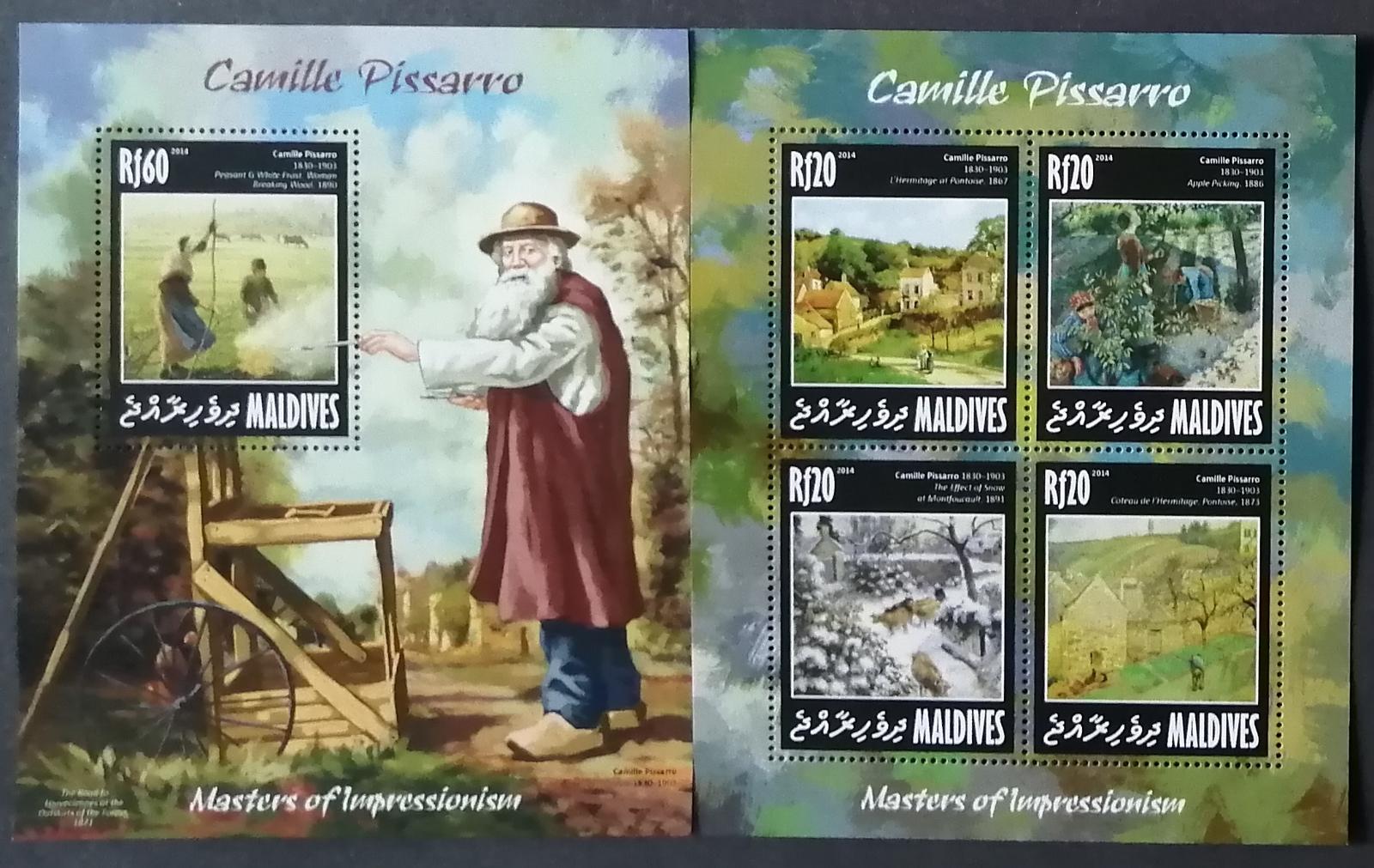 Maledivy 2015 Mi.5101-4+Bl.686 17,5€ Malíři impresionismu, M. Cassatt