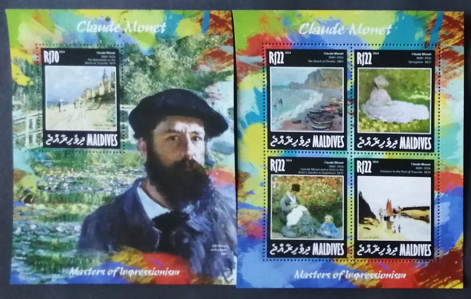 Maledivy 2015 Mi.5121-4+Bl.691 20€ Malíři impresionismu, Monet