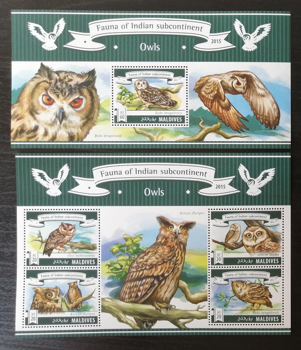 Maledivy 2015 Mi.5584-7+Bl.781 17,5€ Fauna Malediv- sovy, ptáci
