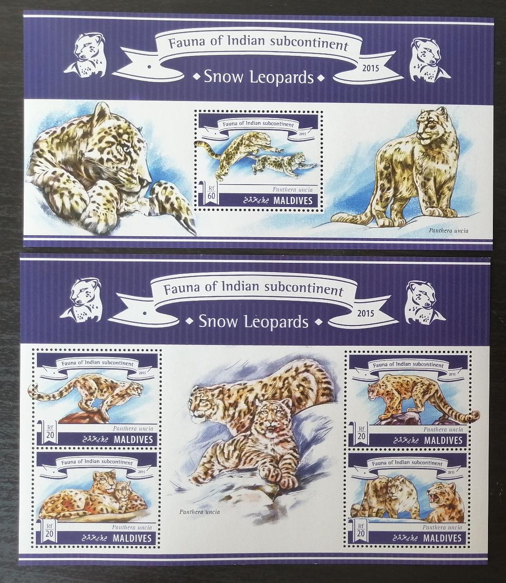 Maledivy 2015 Mi.5604-7+Bl.783 17,5€ Fauna Malediv- sněžný leopard