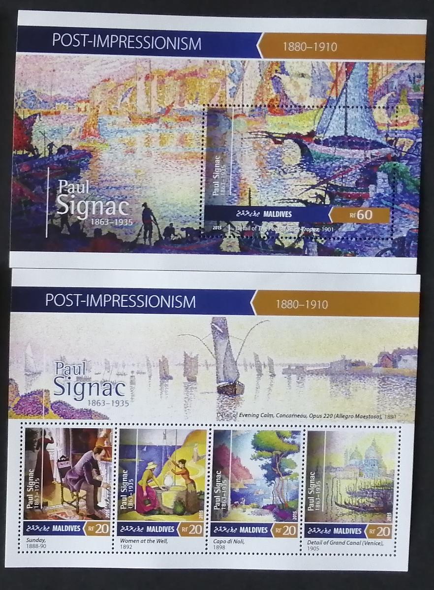Maledivy 2015 Mi.5659-2+Bl.794 17,5€ SIGNAC, jeho obrazy a umění