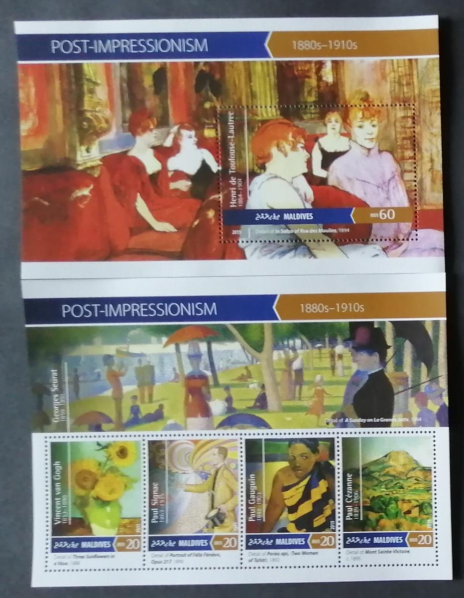 Maledivy 2015 Mi.5971-4+Bl.855 17,5€ Post-impresionisté, van Gogh