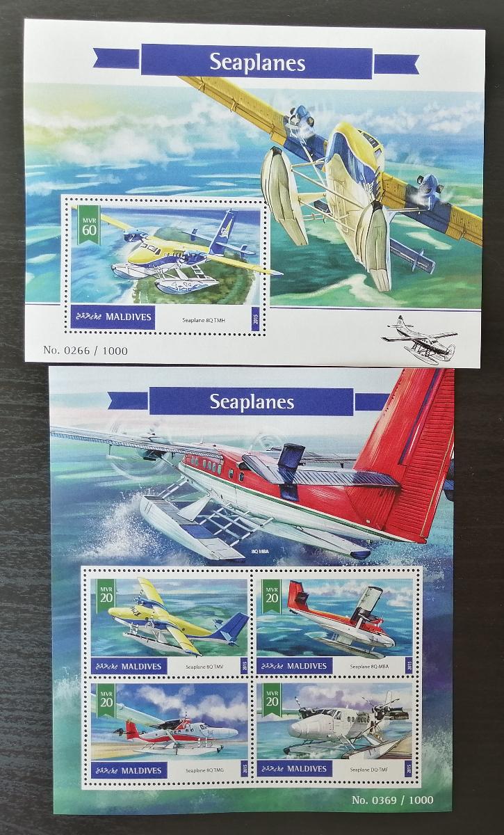 Maledivy 2016 Mi.6160-3+Bl.892 17,5€ Obojživelná letadla, doprava