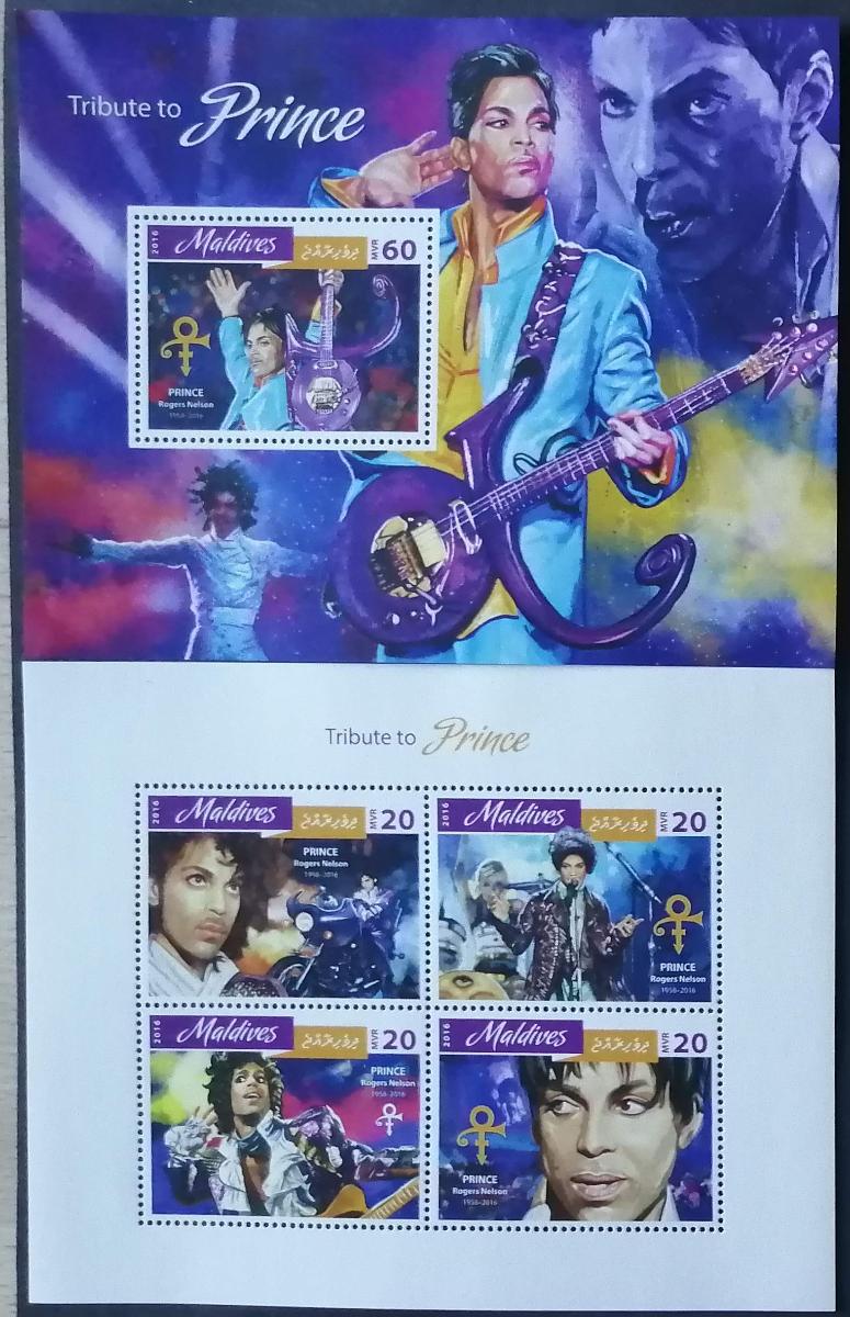Maledivy 2016 Mi.6479-2+Bl.967 17,5€ Smrt zpěváka Prince, hudba