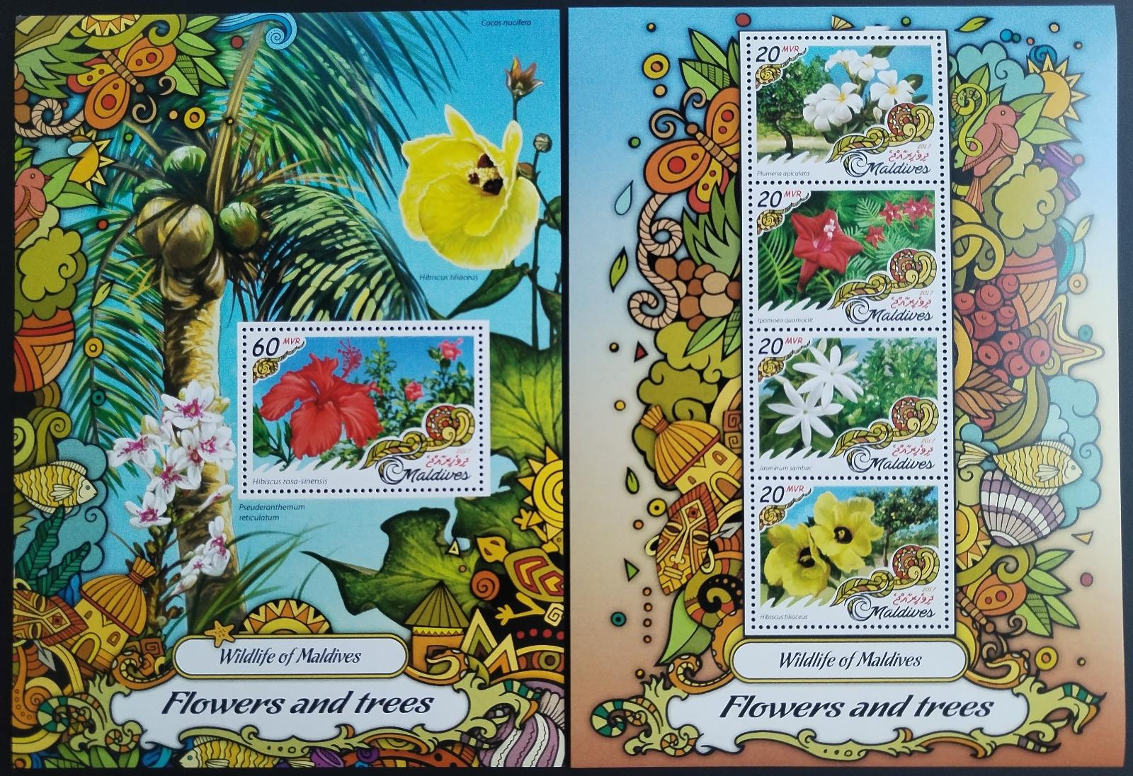 Maledivy 2017 Flora ostrovů: Kvetoucí stromy a květiny