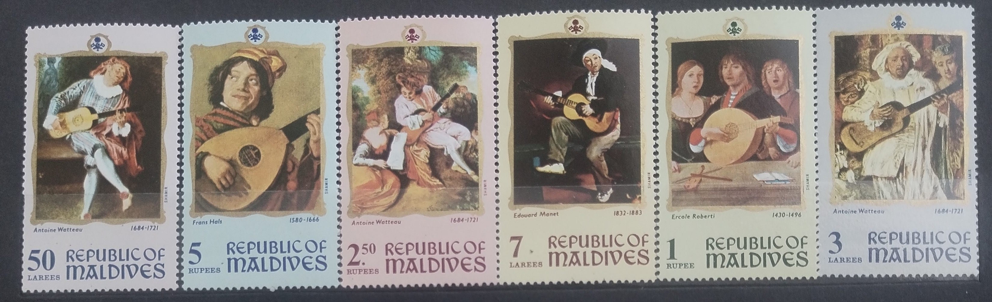 Maledivy 1970 Obrazy a umění s kytarou