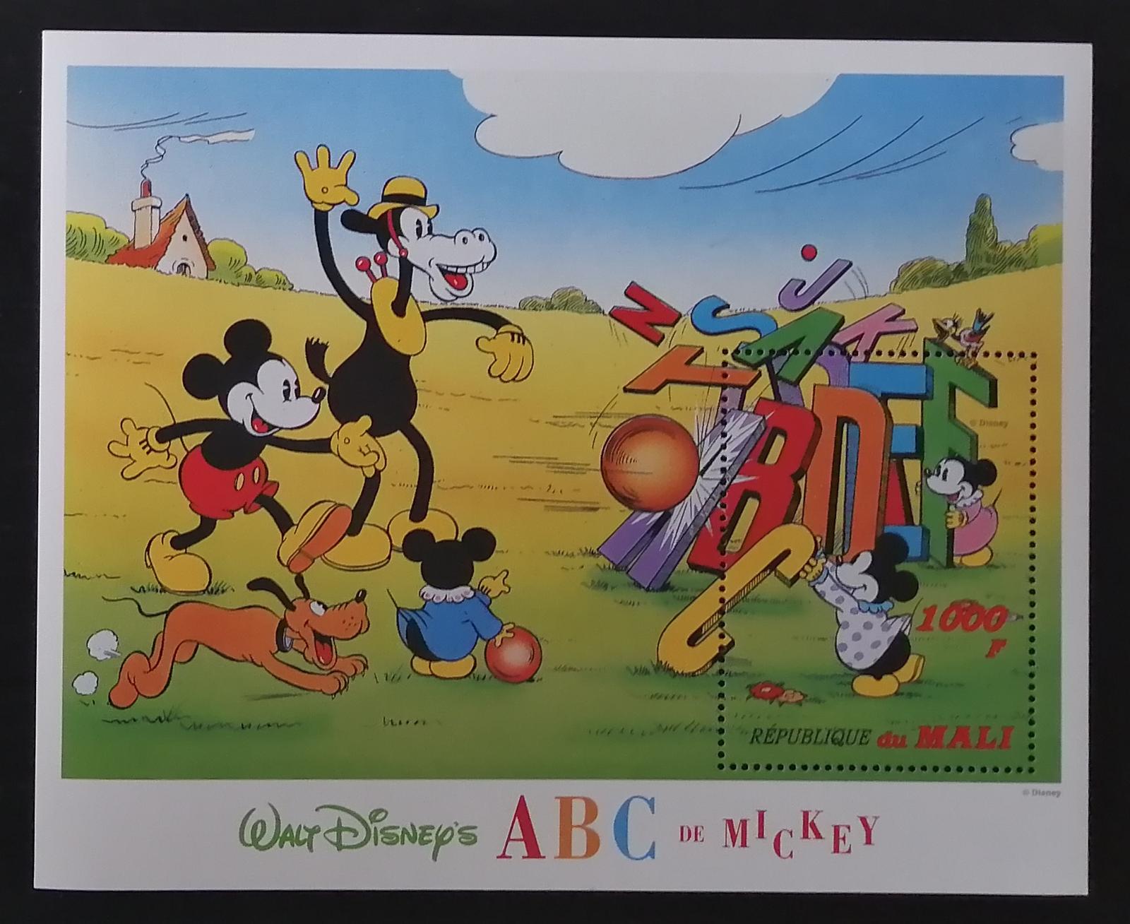 Mali 1996 Bl.93 6€ Mickey a abeceda, podpora vzdělání