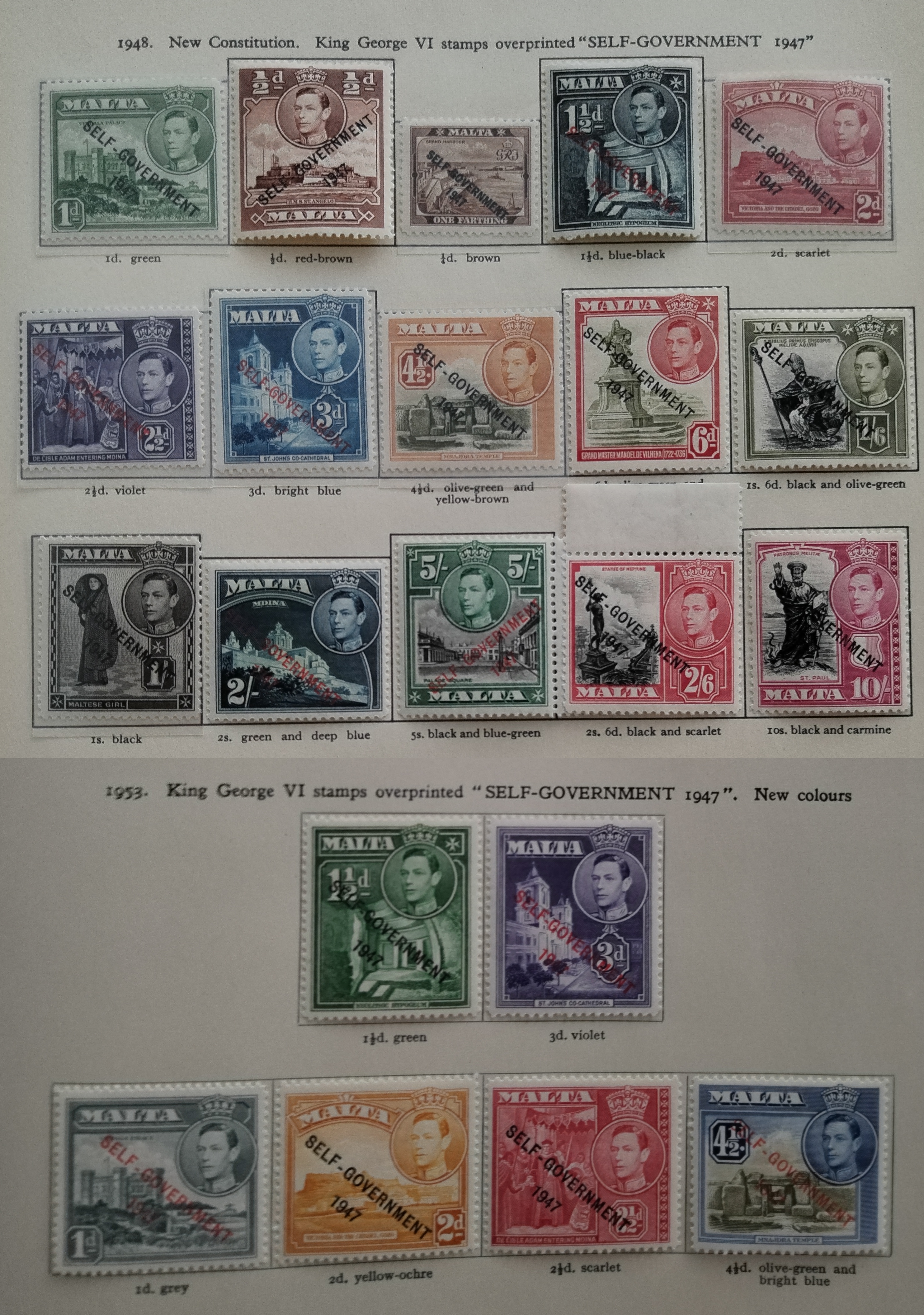 Malta 1948 90£ Přetisky nové ústavy