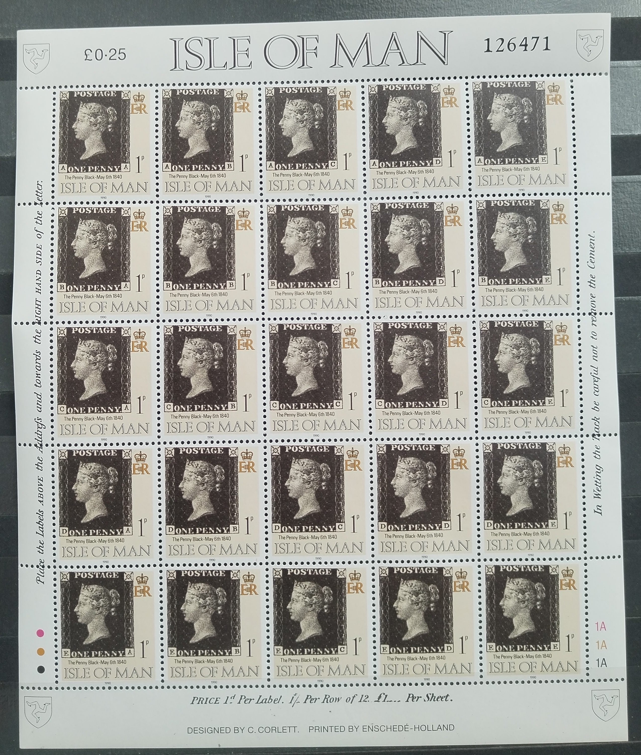 Ostrov Man 1990 Výročí známky Penny Black