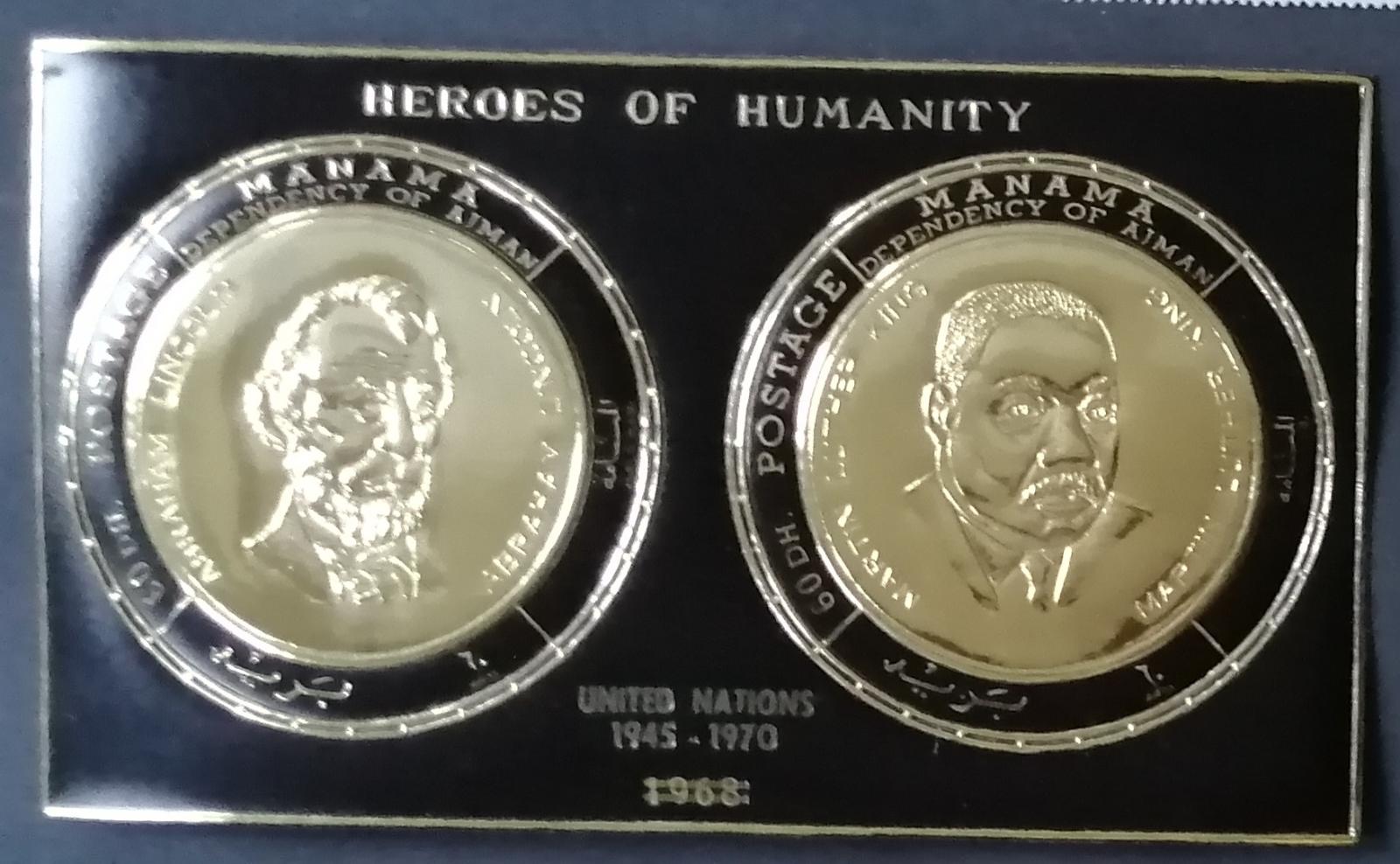 Manama 1970 Bl.110 25€ Přetisk výročí OSN, Zlatá folie