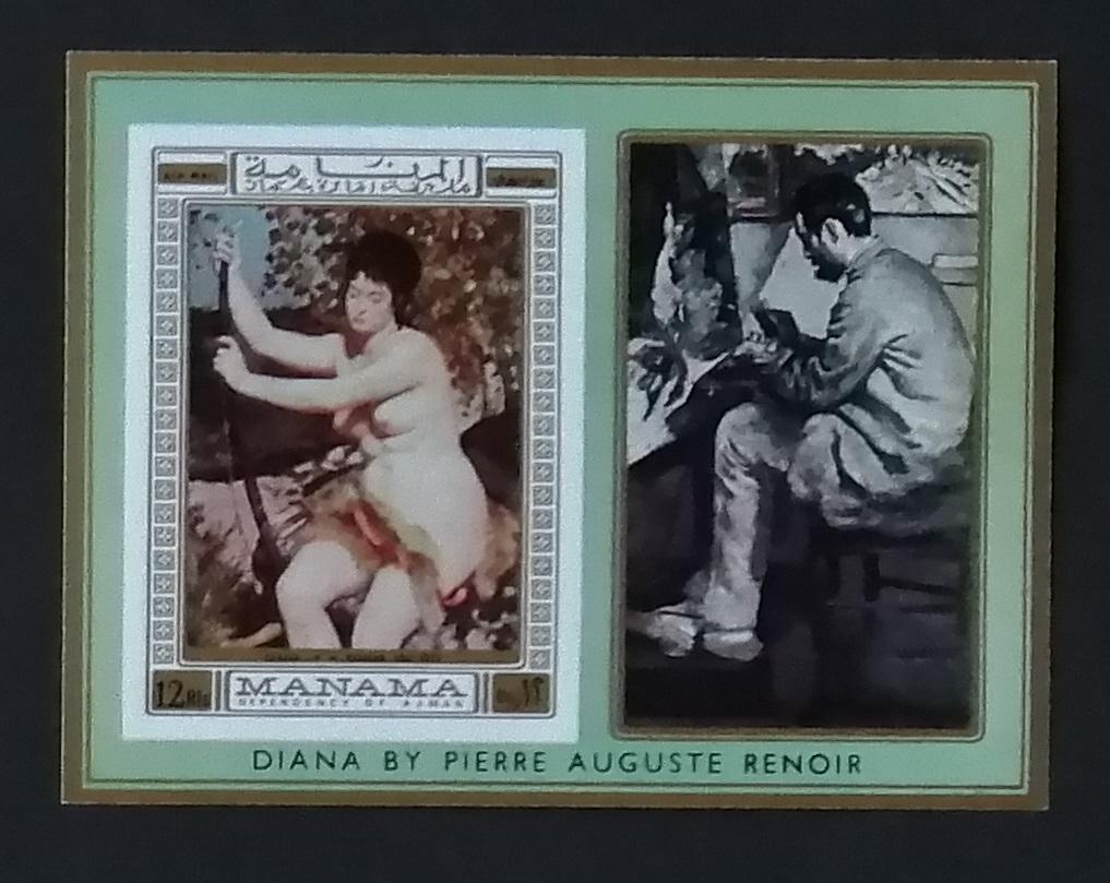 Manama 1970 Bl.60B 15€ Renoir a jeho umění, Obrazy, Diana