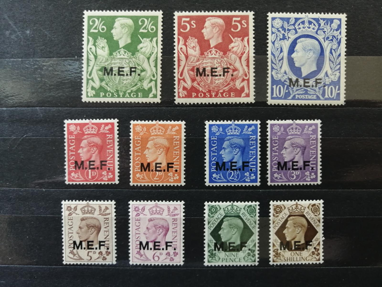 'Middle East Forces' 1942 - svěží komplet okupačních přetisků 85£