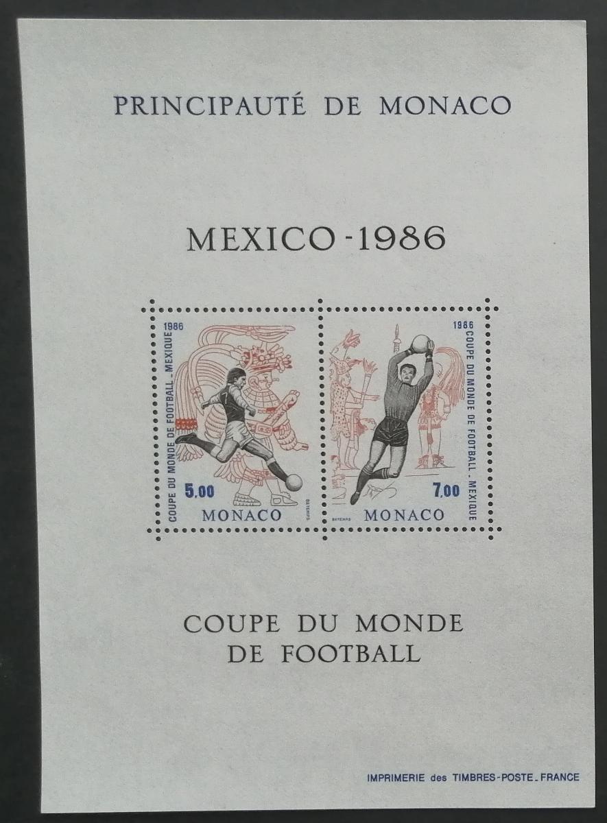 Monako 1986 Bl.33 6,5€ Světový pohár Mexiko, sport