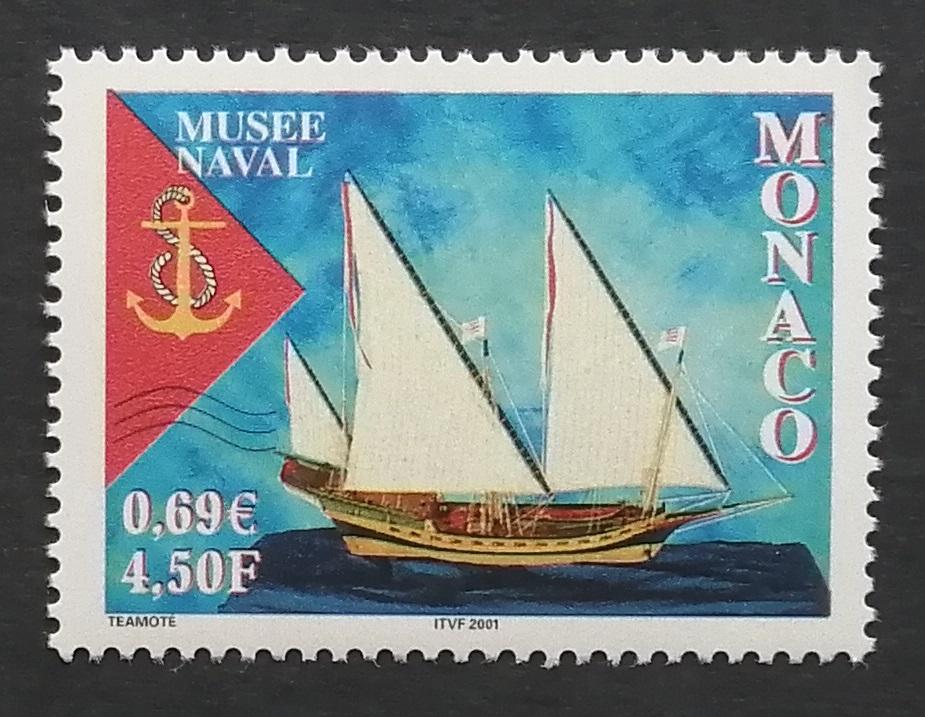 Monako 2001 Mi.2557 1,7€ Námořní muzeum, lodě a plachetnice