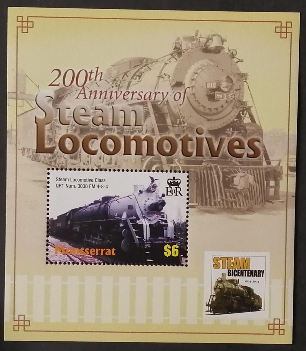 Montserrat 2004 Bl.103 5,5€ 200 let parních lokomotiv, vlaky