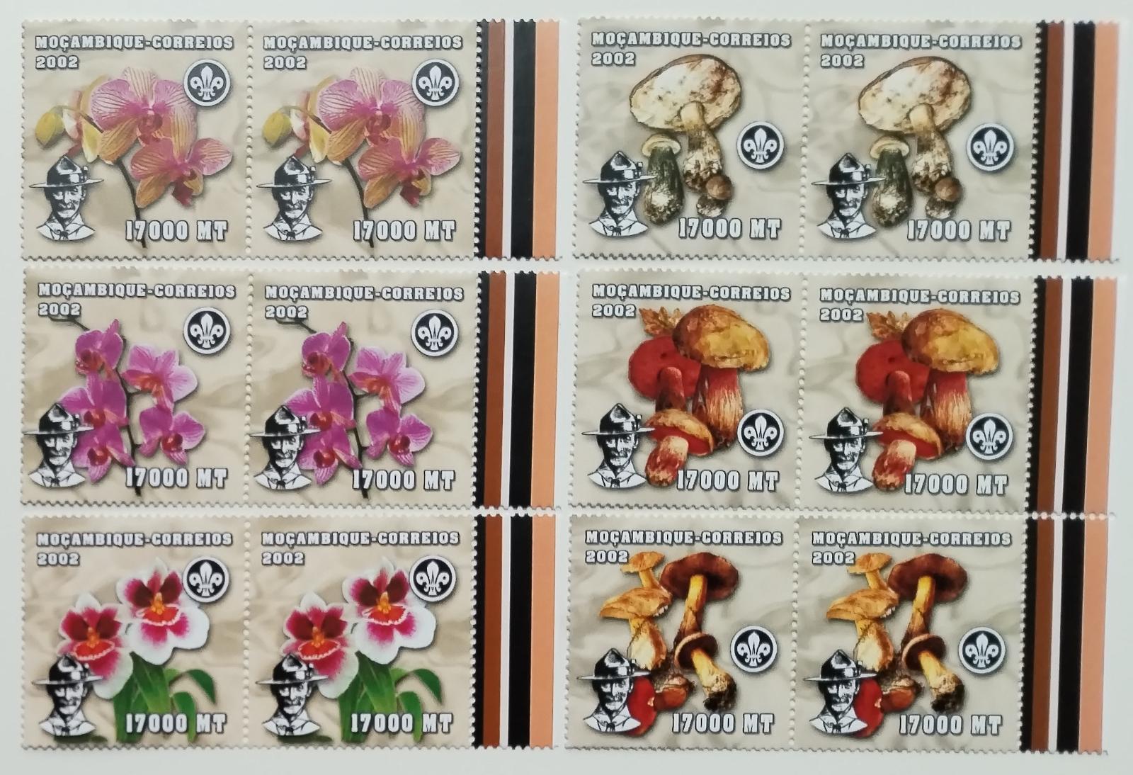 Mozambik 2002 25€ Skautské Jamboree, Houby a orchideje PÁRY