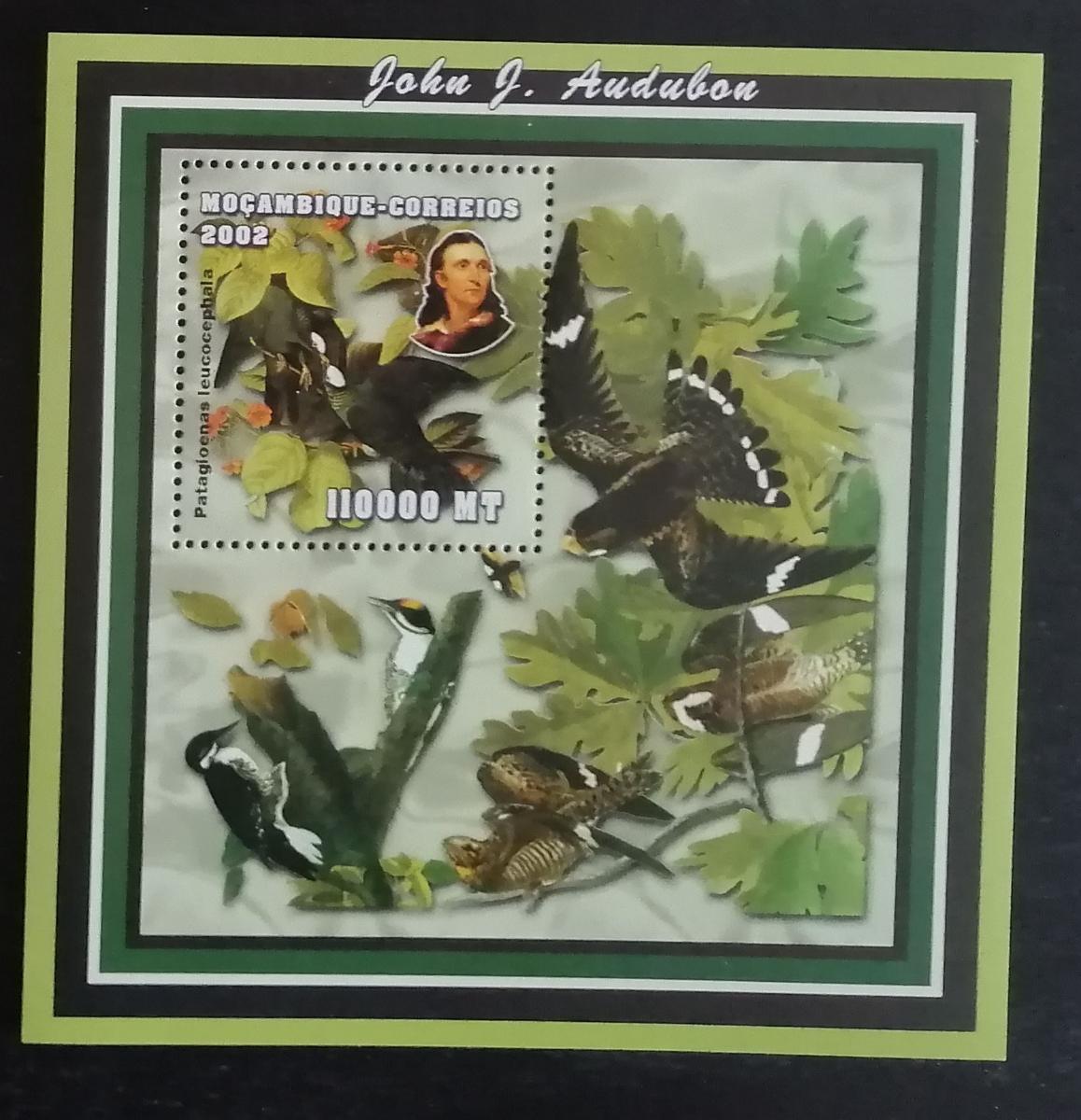 Mozambik 2002 Bl.163 11€ - osobnosti biologie,ornitolog Audubon, ptáci
