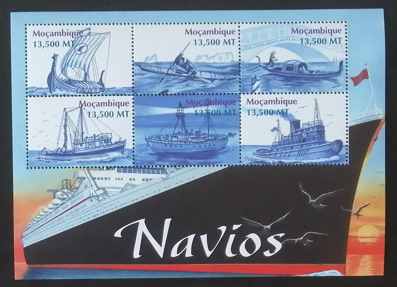 Mozambik 2002 Mi.2189-4 9€ Historické lodě a plachetnice
