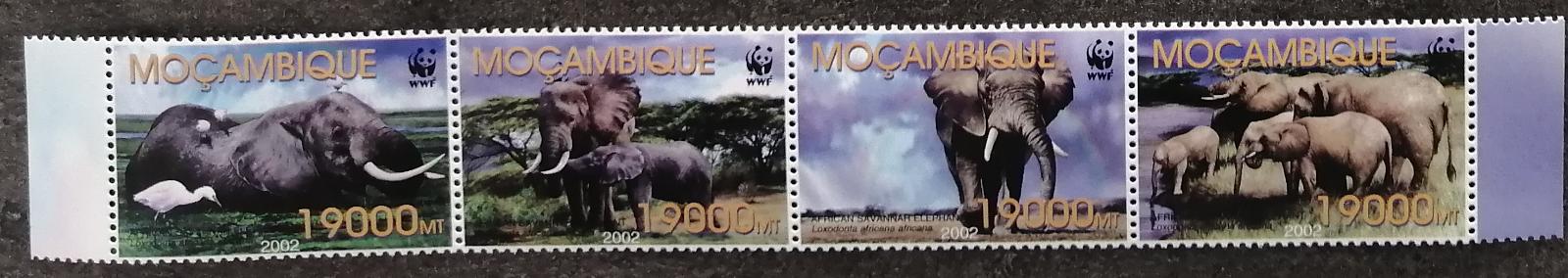 Mozambik 2002 Mi.2393-6 7€ WWF a národní fauna, Sloni afričtí