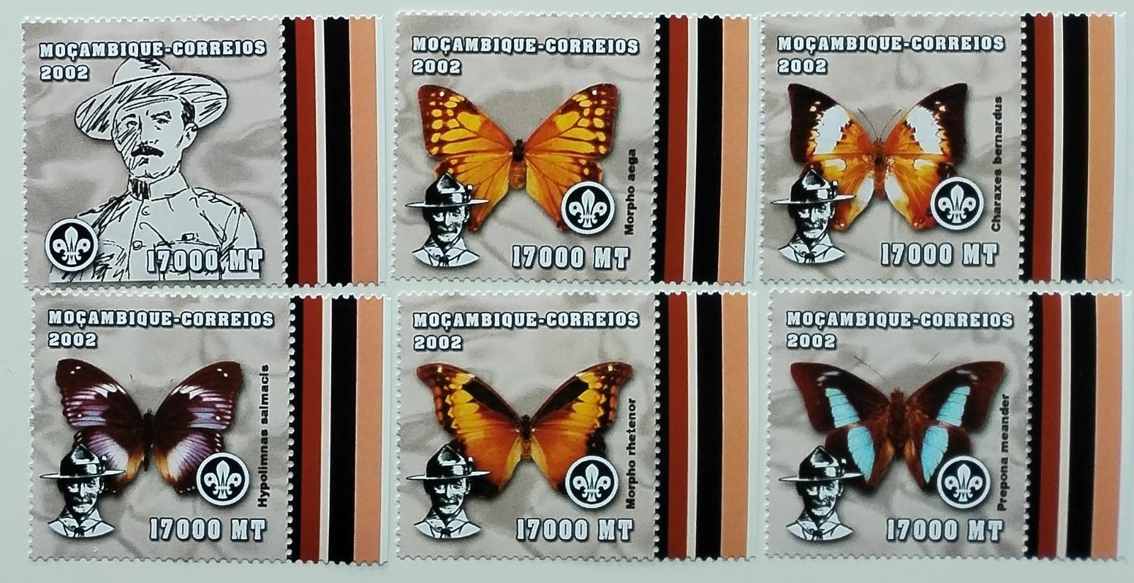 Mozambik 2002 Mi.2458-3 12,5€ Skautské Jamboree Thajsko, Motýli a hmyz