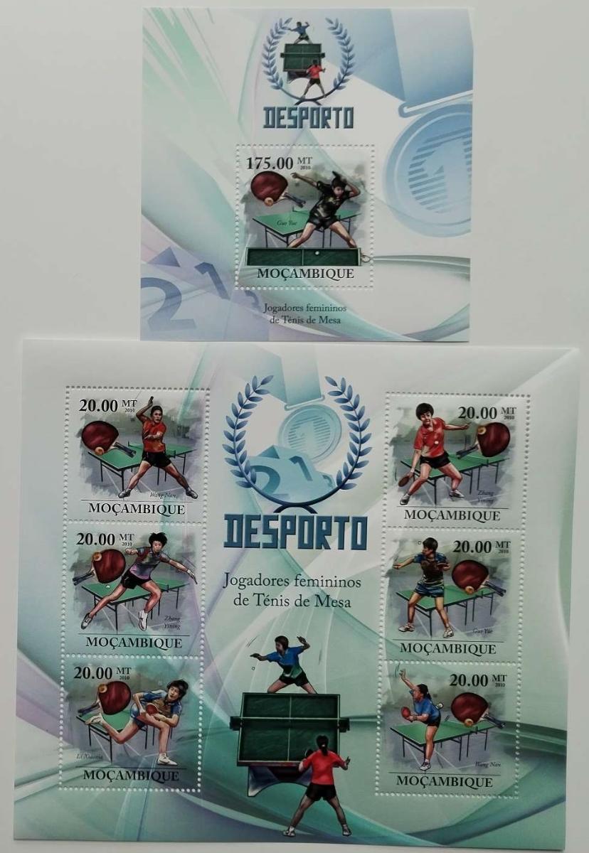 Mozambik 2010 20€ Ping pong a stolní tenis, Sport II.