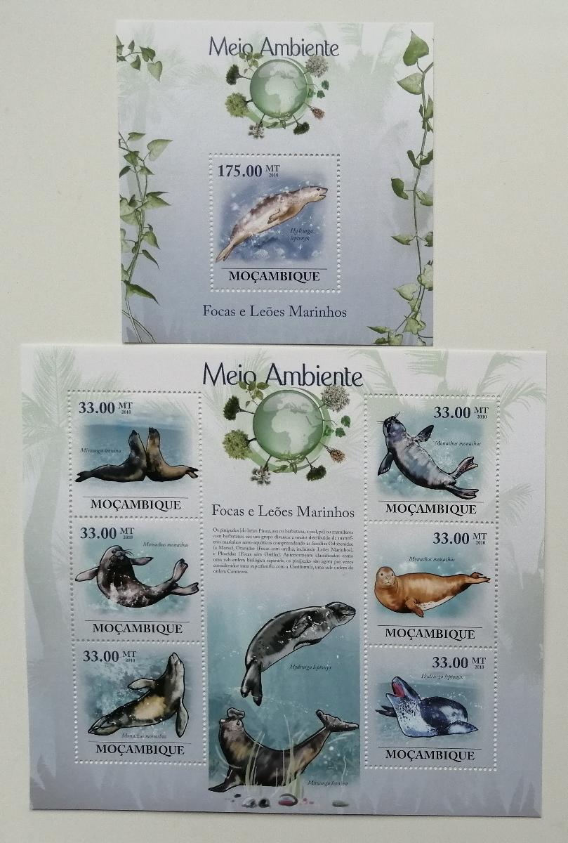 Mozambik 2010 Mi.3602-7+Bl.310 20€ - Ochrana přírody, králíci, tuleni