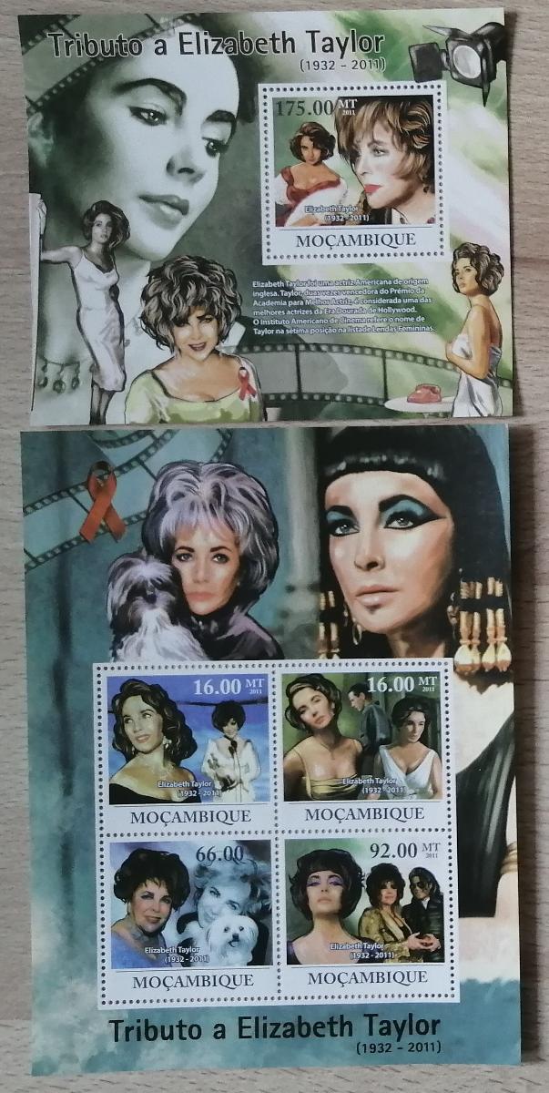 Mozambik 2011 Mi.4539-2+Bl.447 21€ Smrt Elizabeth Taylorové, herečka