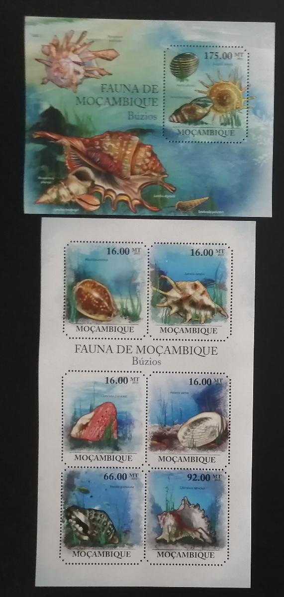 Mozambik 2011 Mi.4840-5+Bl.494 22€ Fauna Mozambiku - mušle a škeble