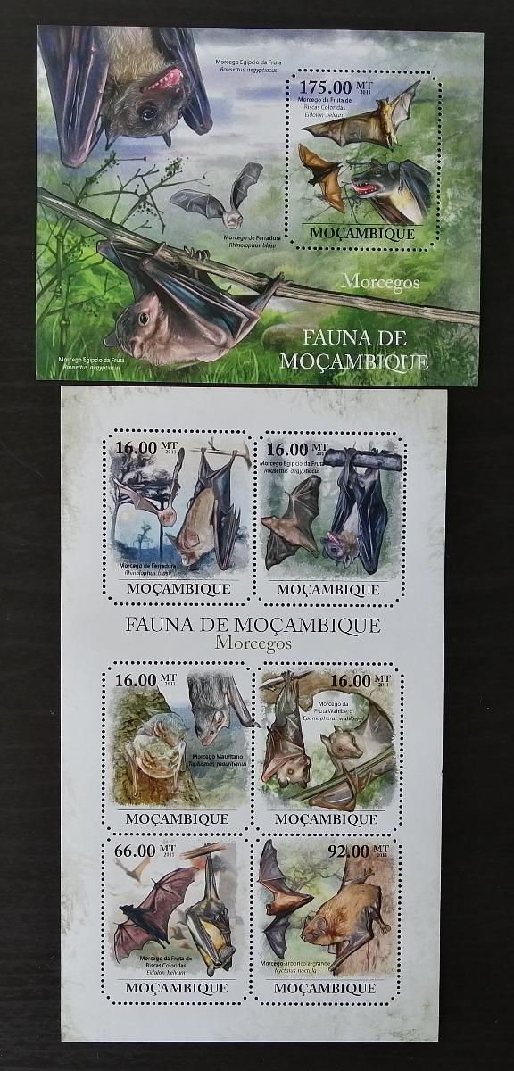 Mozambik 2011 Mi.4945-0+Bl.509 22€ Fauna Mozambiku - netopýři
