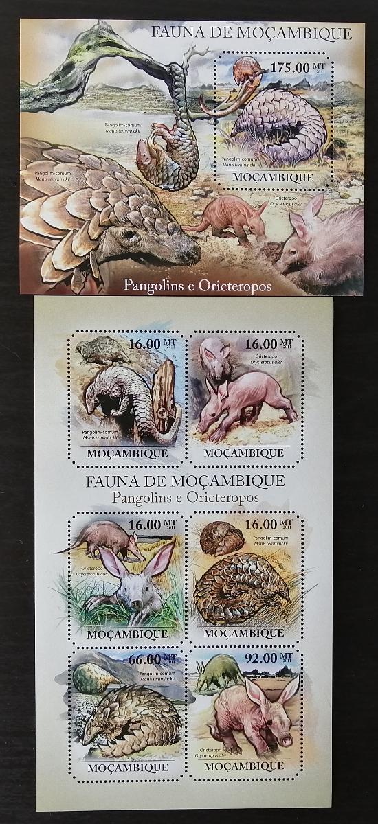 Mozambik 2011 Mi.4959-4+Bl.511 22€ Fauna Mozambiku - pásovci