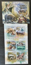Mozambik 2011 Mi.4973-8+Bl.513 22€ Fauna Mozambiku - hroši