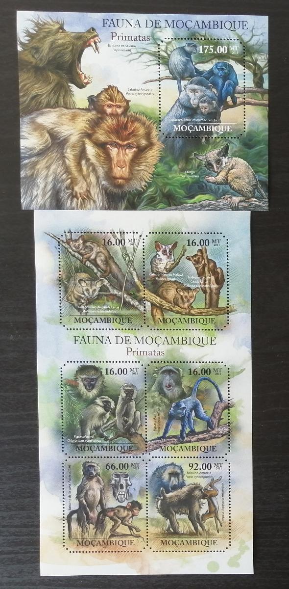 Mozambik 2011 Mi.5036-1+Bl.522 22€ Fauna Mozambiku - opice