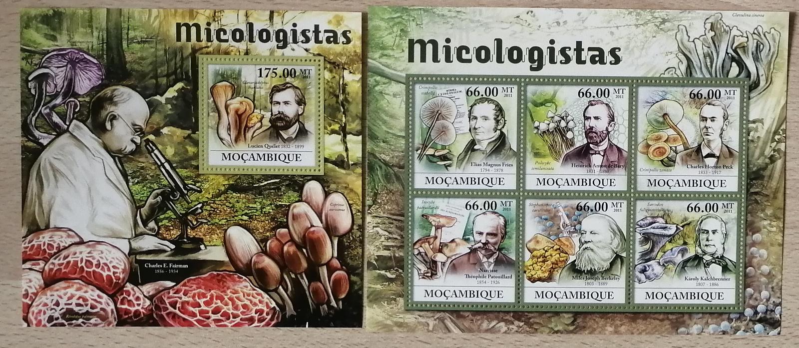 Mozambik 2011 Mi.5400-5+Bl.575 33€ Slavní mykologové, houby a flora