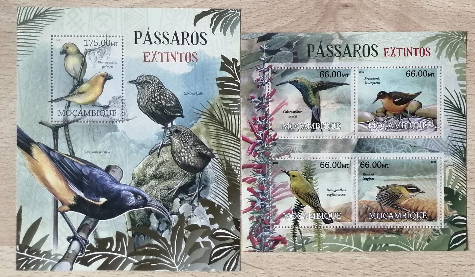 Mozambik 2012 26€ Vyhynulé druhy ptactva, kolibříci, ptáci