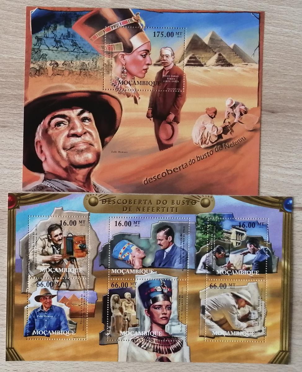 Mozambik 2012 Mi.5547-2+Bl.596 24€ 100 let objevu Nefertiti, Egypt