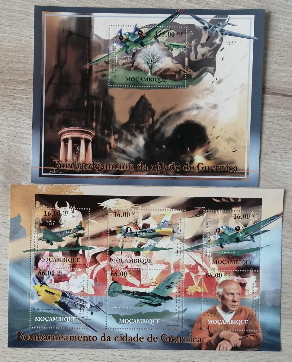 Mozambik 2012 Mi.5589-4+Bl.602 24€ Guernica a Picasso, letadla a bomby