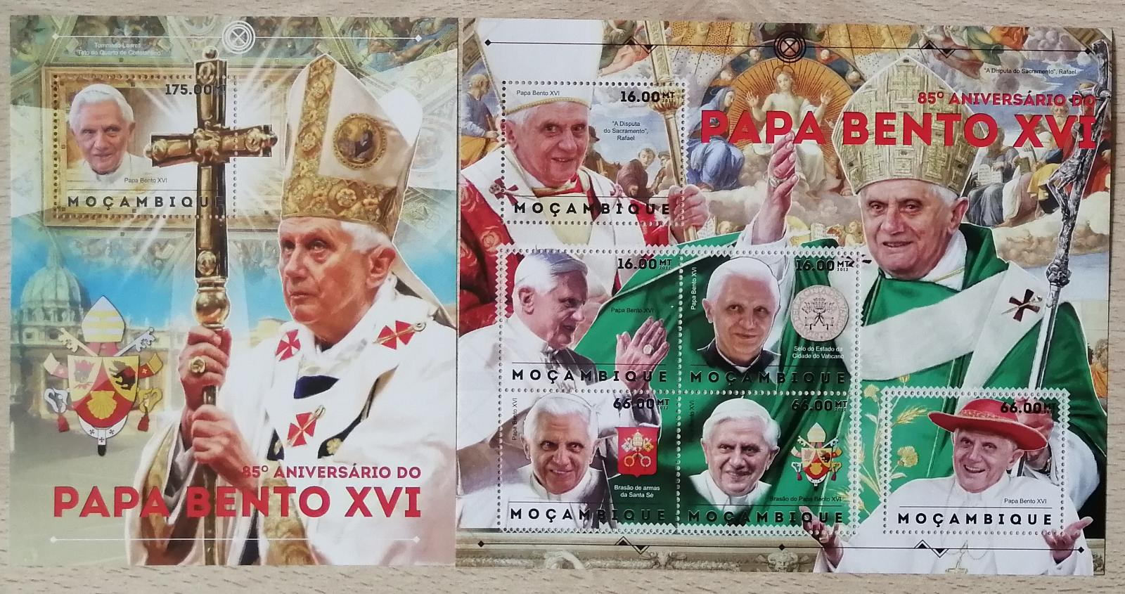 Mozambik 2012 Mi.6132-7+Bl.686 24€ 85 let papeže Benedikta XVI.