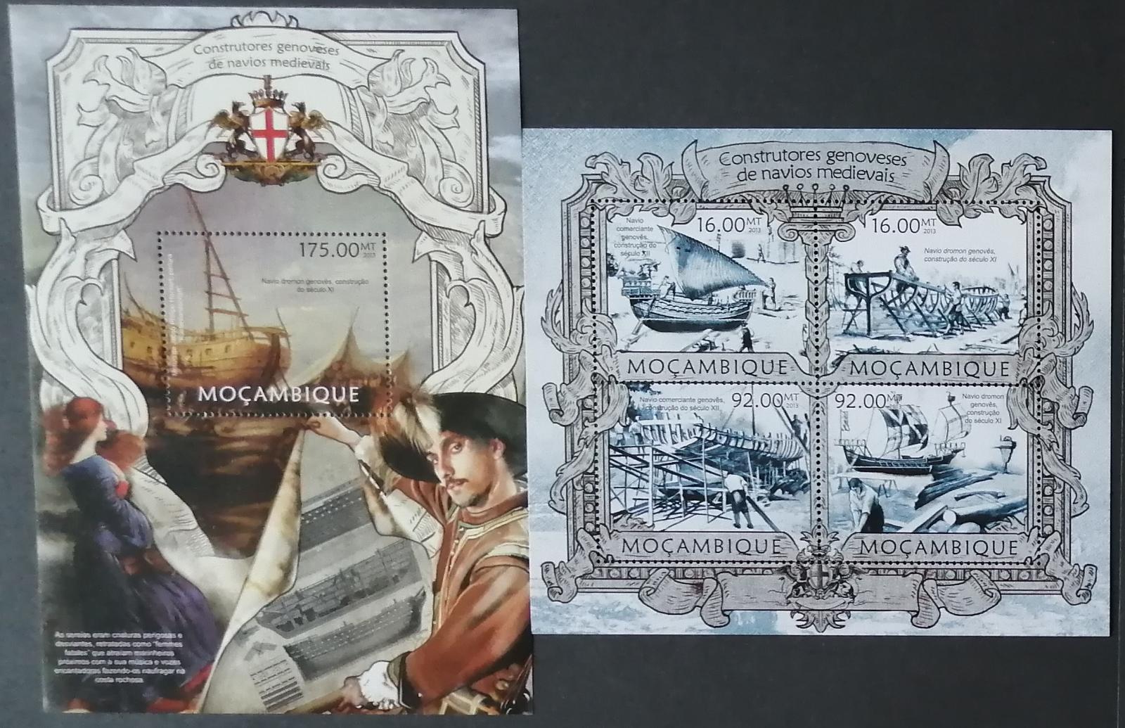 Mozambik 2013 Mi.6304-7+Bl.712 23€ Historické plachetnice a lodě,umění