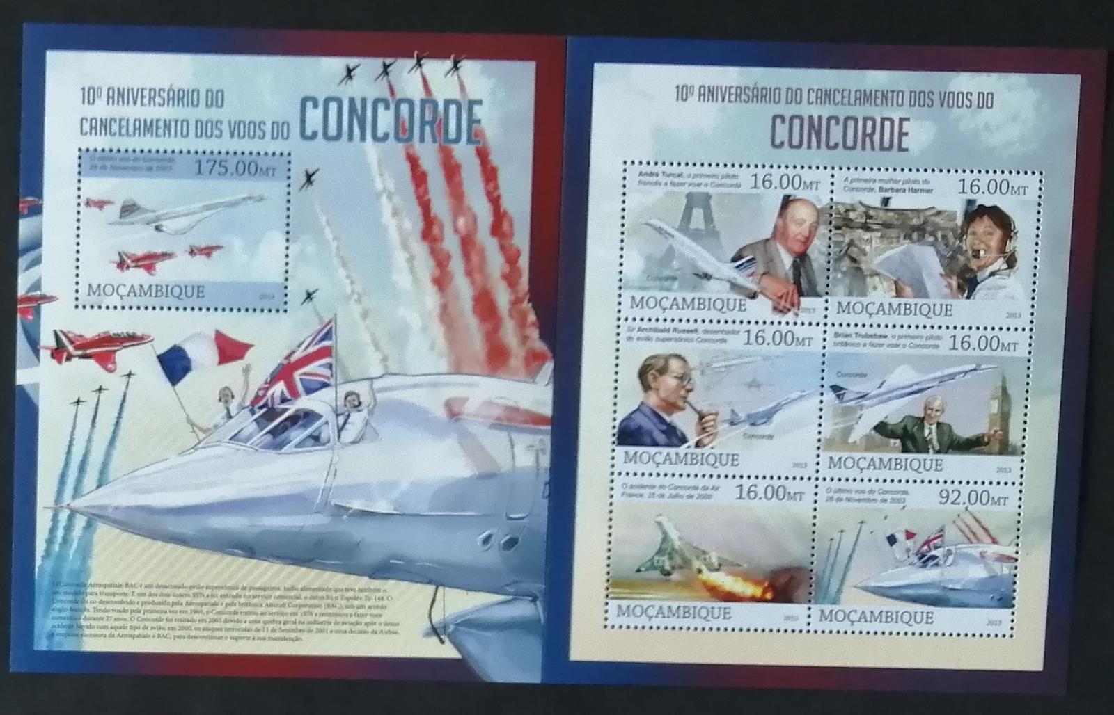 Mozambik 2013 Mi.6588-3+Bl.760 20€ 10 let posledního letu Concorde