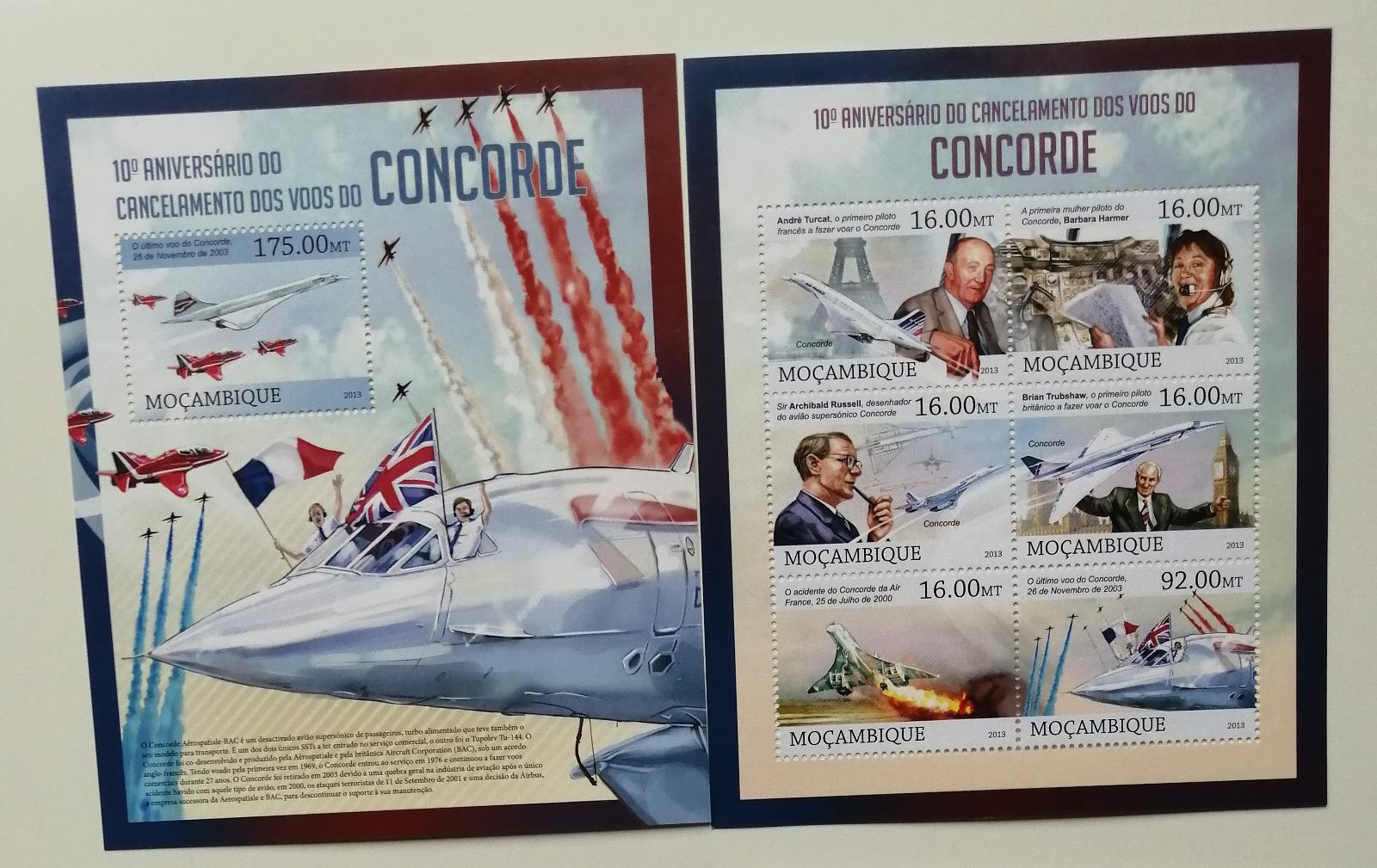 Mozambik 2013 Mi.6588-3+Bl.760 24€ - 10 let posledního letu Concorde