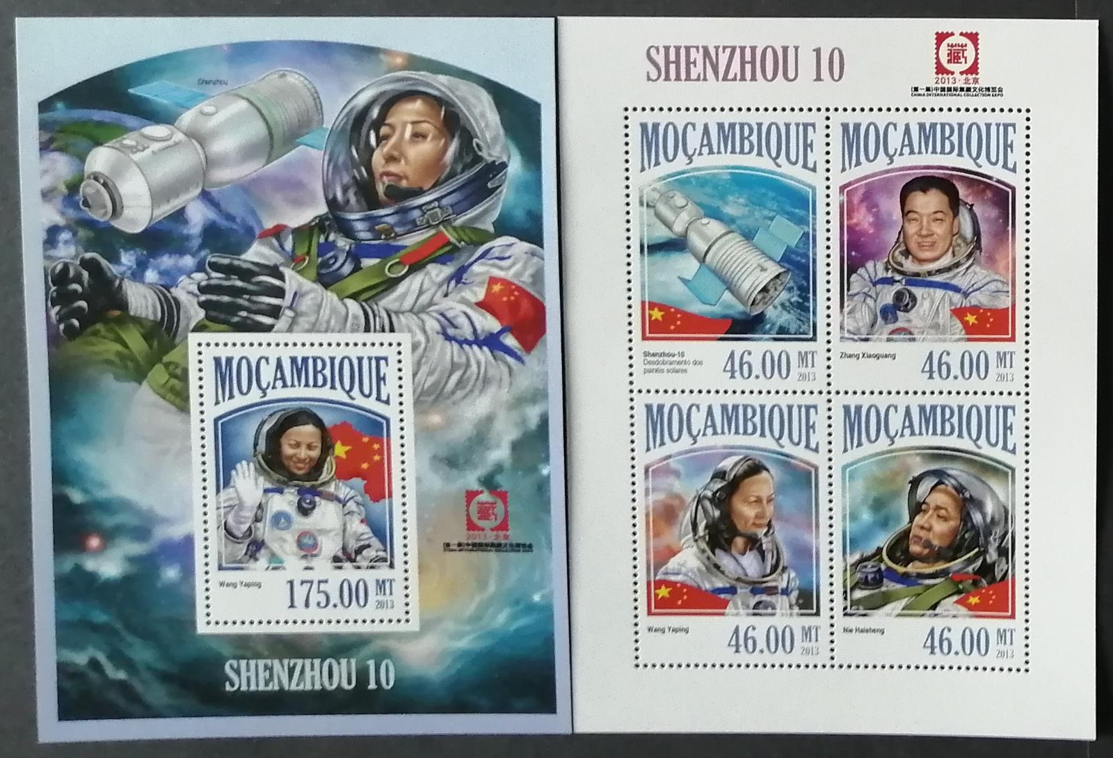 Mozambik 2013 Mi.6927-0+Bl.825 21€ Čínský vesmírný program, Shenzou 10