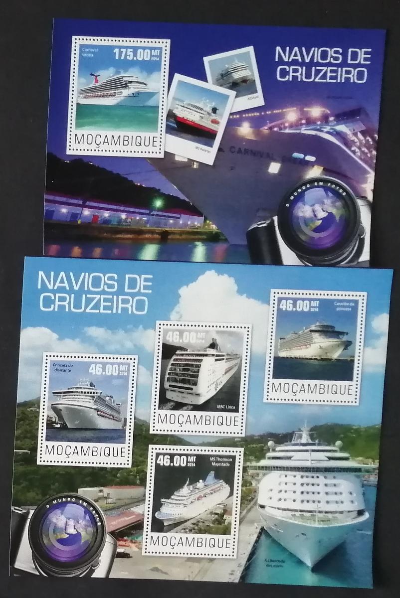Mozambik 2014 Mi.7135-8+Bl.969 21€ Výletní lodě a parníky, lodě