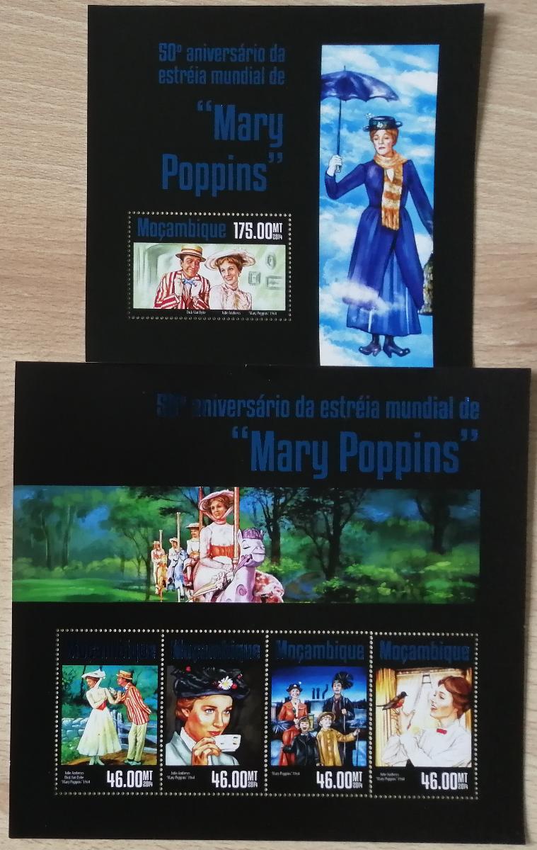 Mozambik 2014 Mi.7500-3+Bl.940 20€ 50 let filmu 'Mary Poppins'