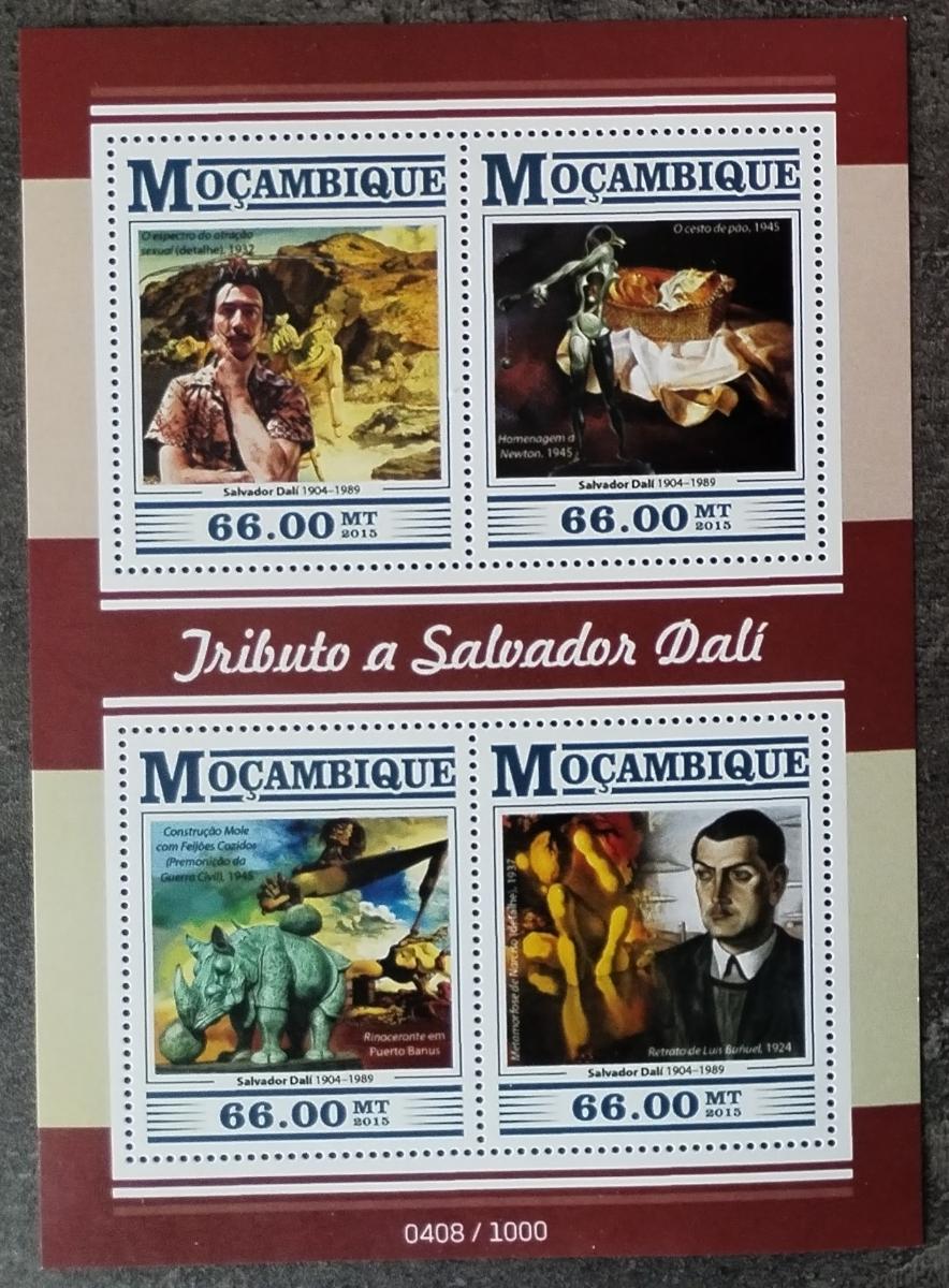 Mozambik 2015 15€ Dalí a jeho obrazy, Umění