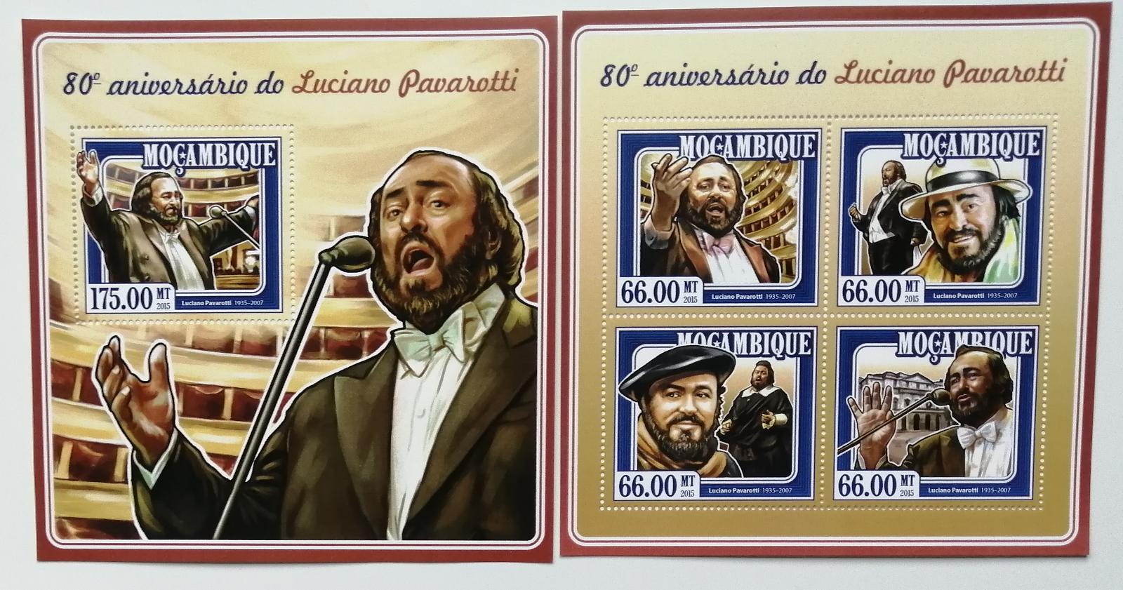 Mozambik 2015 Mi.7785-8+Bl.997 25€ - 80 let L.Pavarottiho, osobnosti
